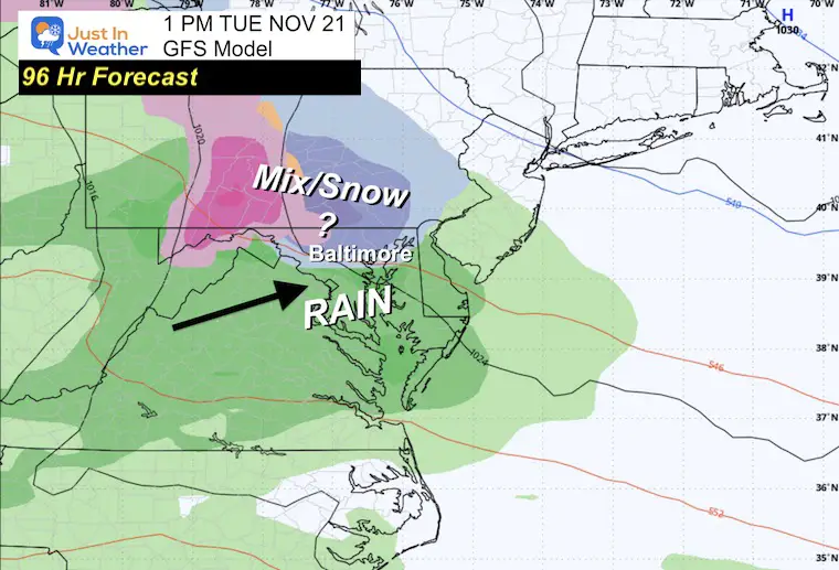 November 17 weather snow Tuesday afternoon