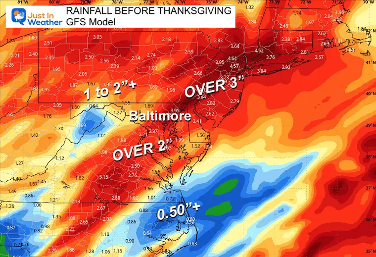 November 17 weather rainfall Thanksgiving