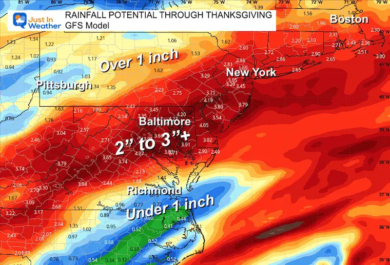 November 18 rain forecast Thanksgiving