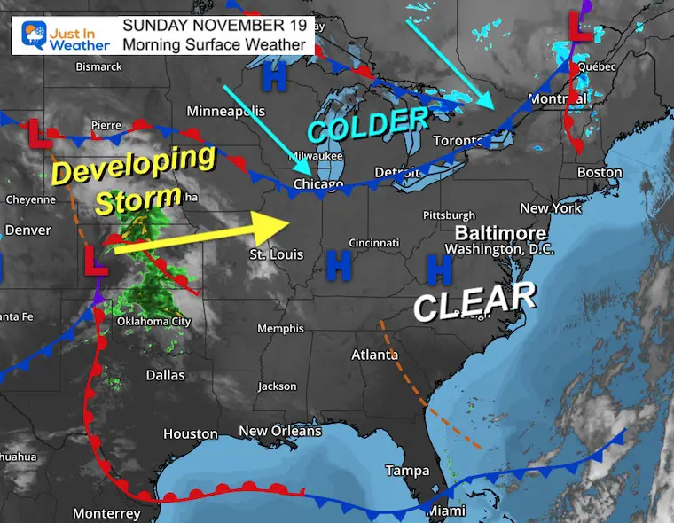 November 19 weather Sunday morning