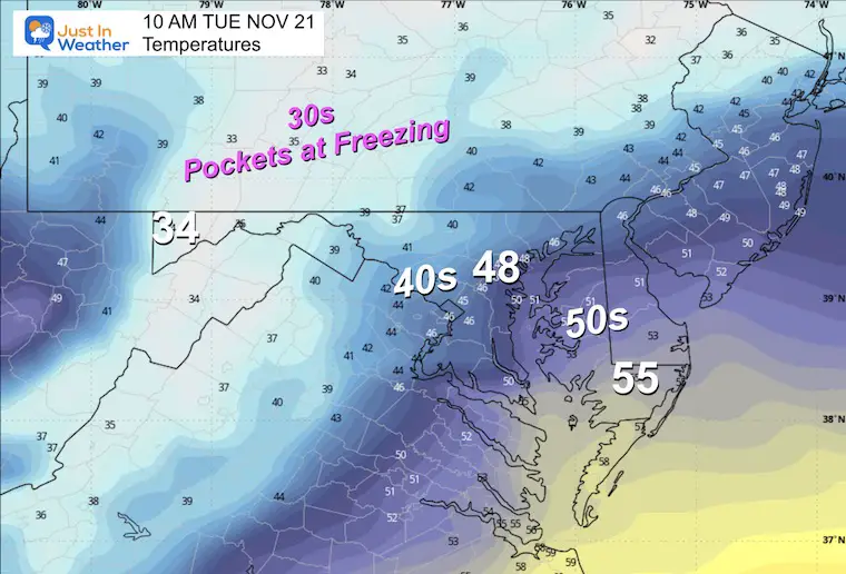 November 20 weather storm Maryland Tuesday morning