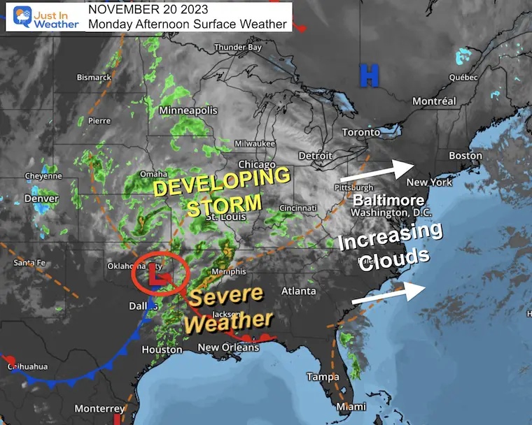 November 20 weather storm Monday afternoon