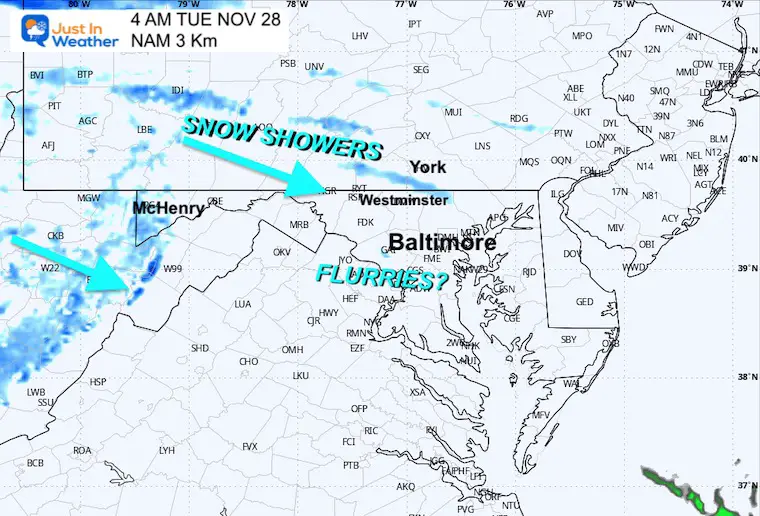 November 27 weather snow radar Tuesday morning