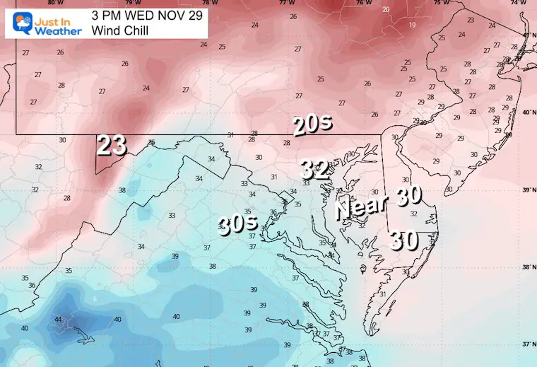 November 29 weather Wind Chill Wednesday Afternoon 