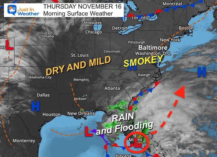 November 16 weather Thursday morning