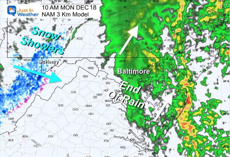 December 17 weather rain radar Monday morning