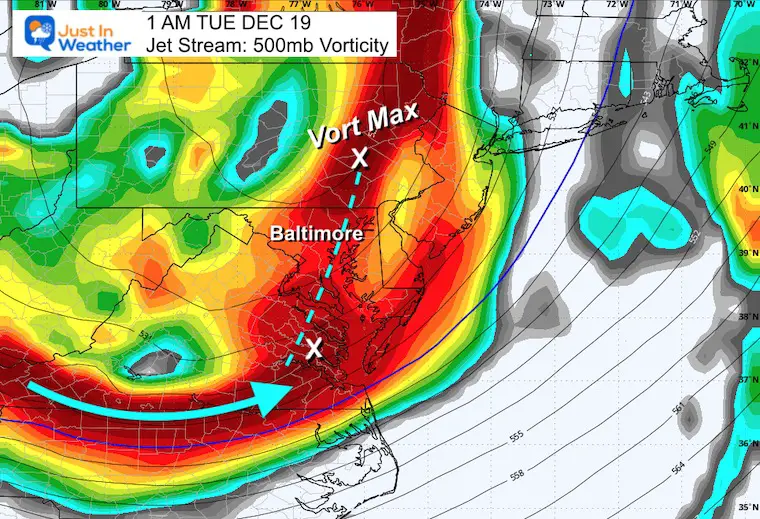 December 18 weather jet stream Vorticity Tuesday 1 AM
