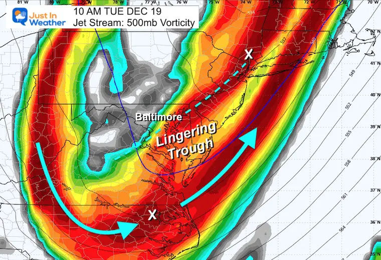 December 18 weather jet stream Vorticity Tuesday 10 AM