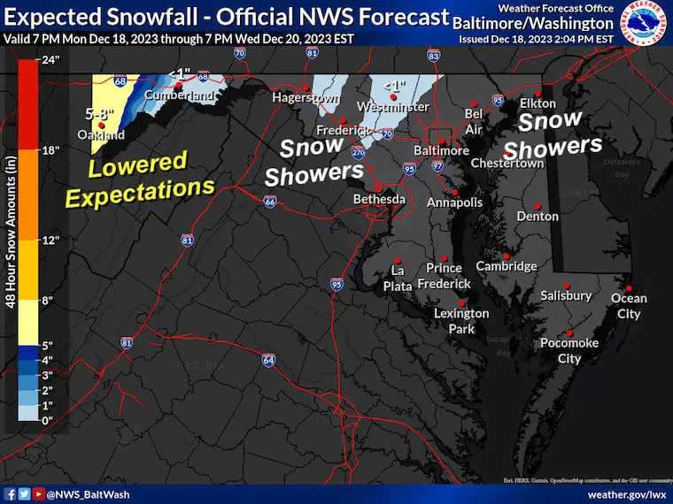 December 18 snow forecast NWS Maryland