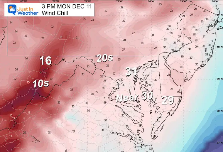 December 11 weather forecast wind chill Monday