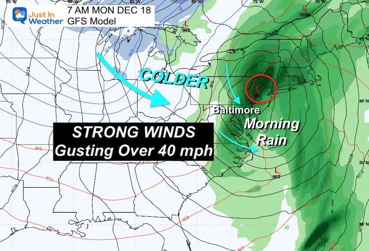 December 15 weather forecast storm Monday morning