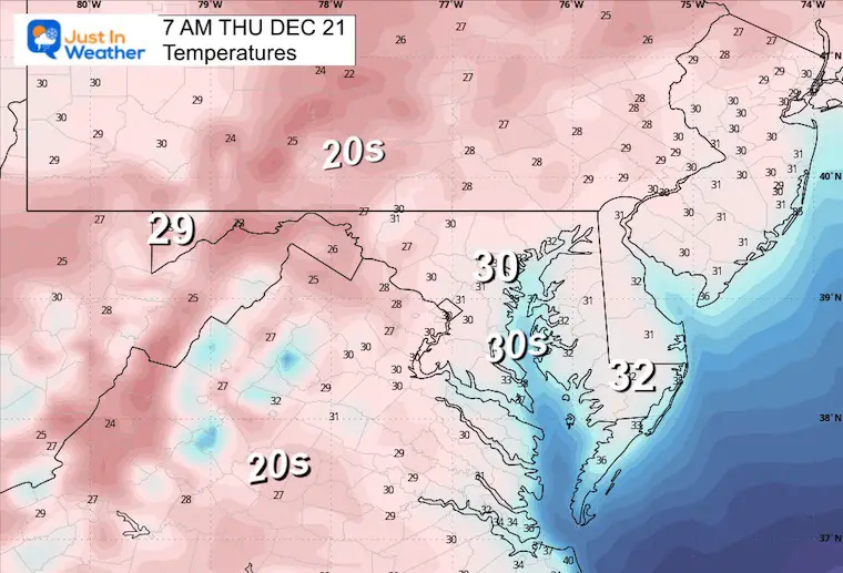 December 20 weather temperatures Thursday morning