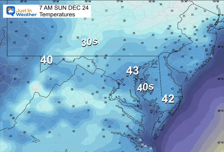 December 23 weather temperatures Sunday morning