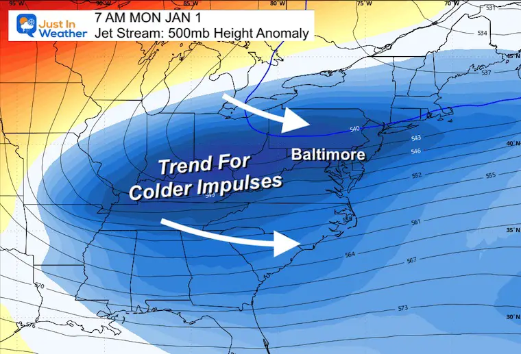 December 29 weather forecast jet stream New Years Day