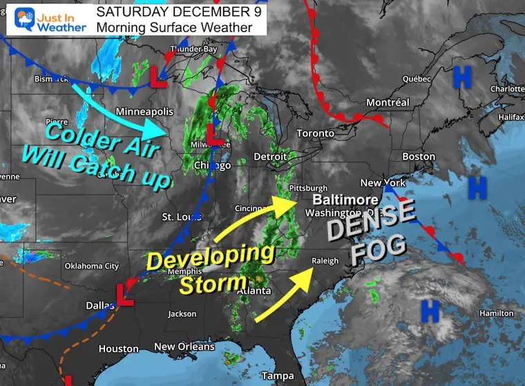 December 7 Thick Fog And Spotty Rain This Morning - Just In Weather