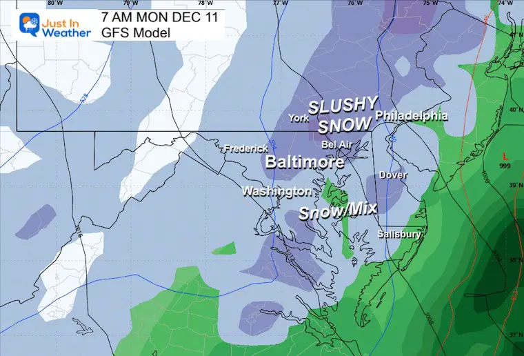December 9 weather forecast snow Monday Morning