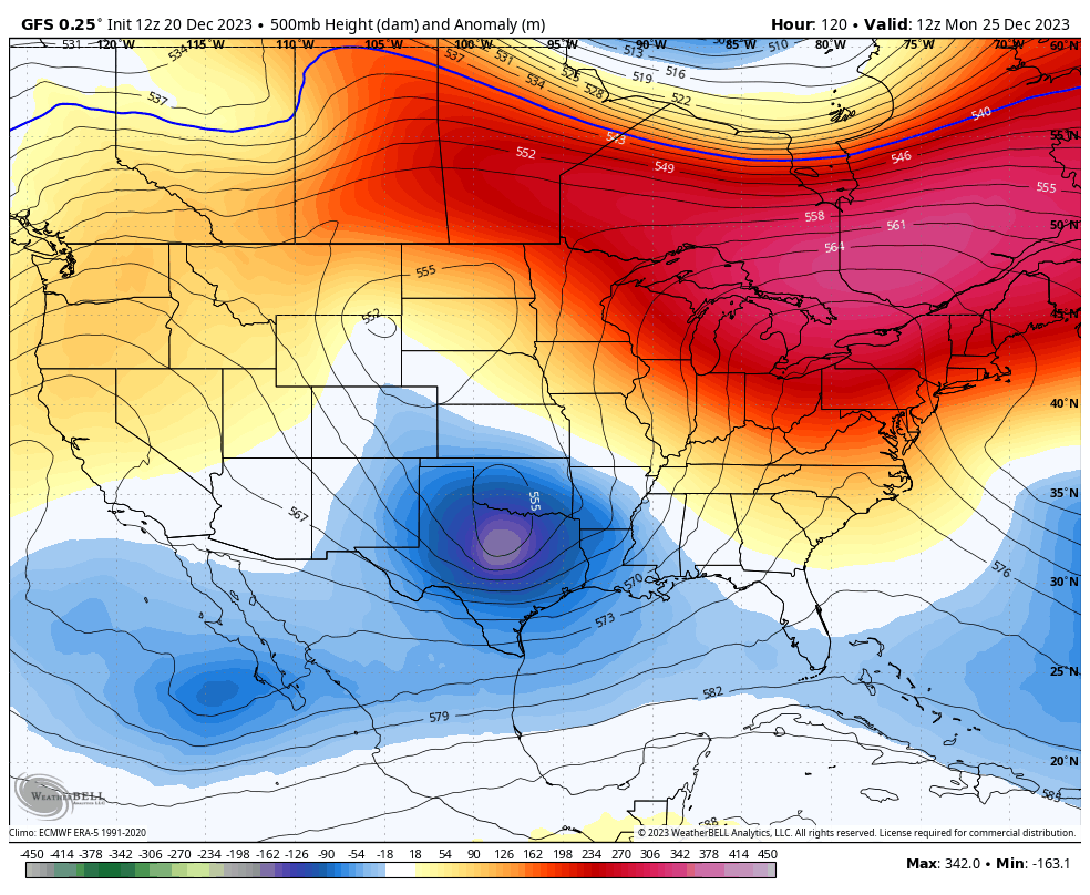 Christmas and New Years Jet Stream Cold