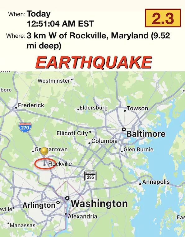Earthquake January 2 Maryland