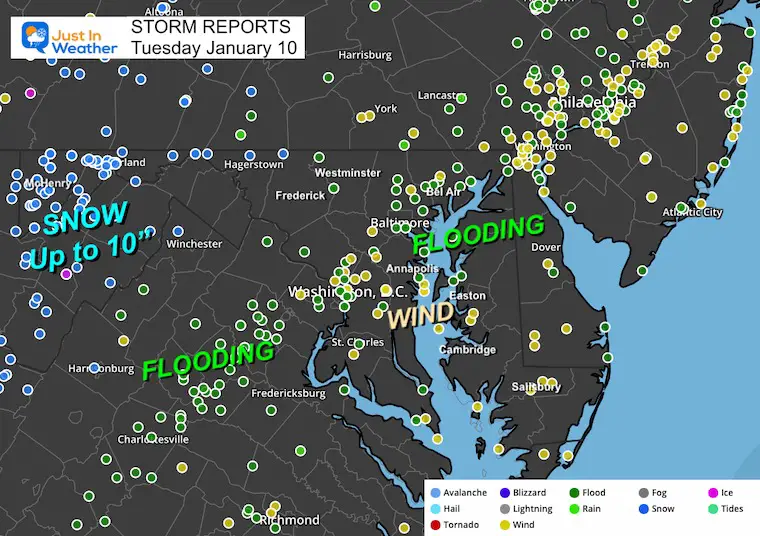 January 10 Storm Reports