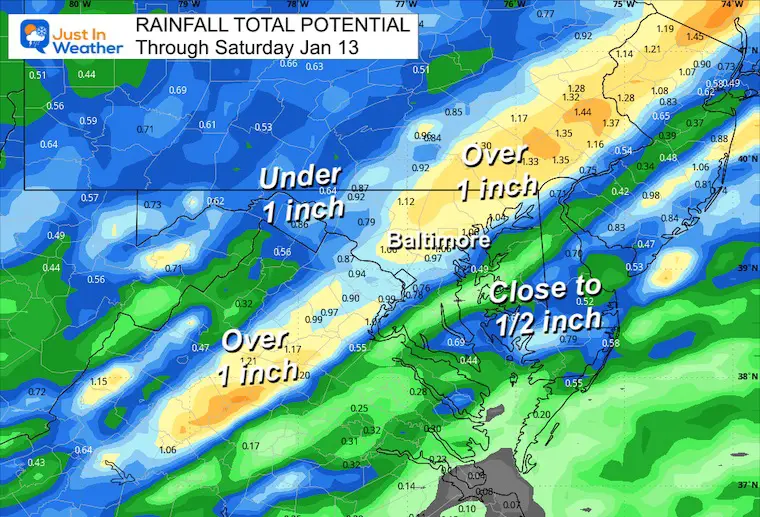 January 11 Rain forecast Saturday