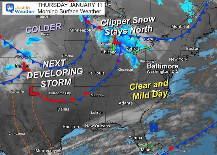 January 11 weather Thursday morning