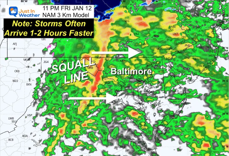 January 11 weather storm radar Friday night