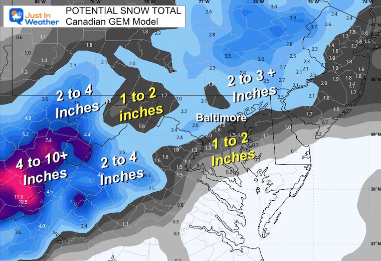 January 15 Canadian snow weather model