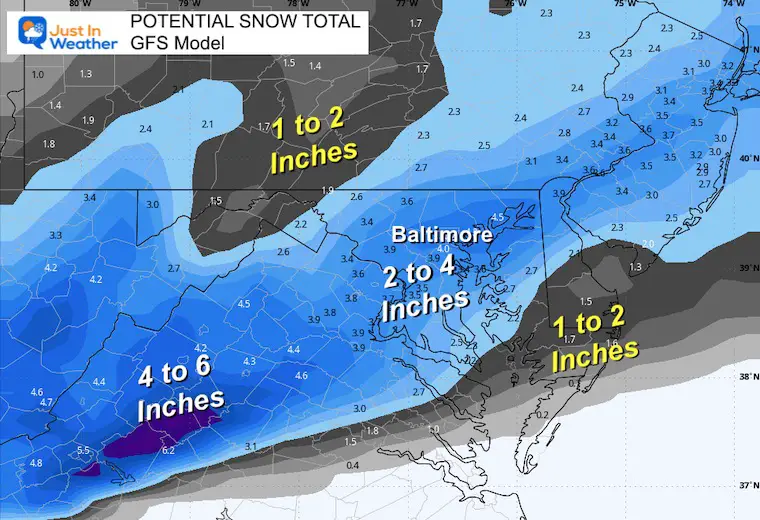 January 15 GFS snow weather model