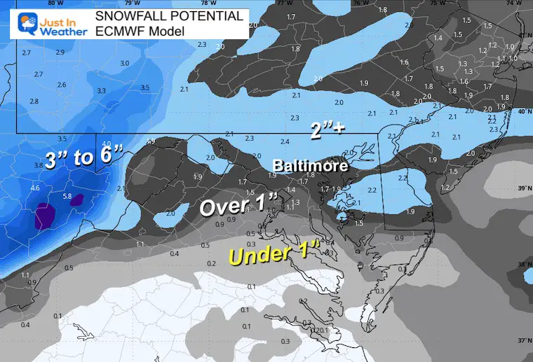 January 17 weather snowfall ECMWF