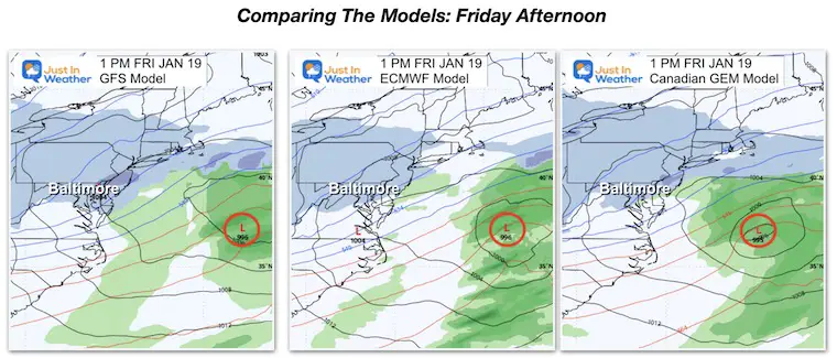 January 17 weather snow Friday Models
