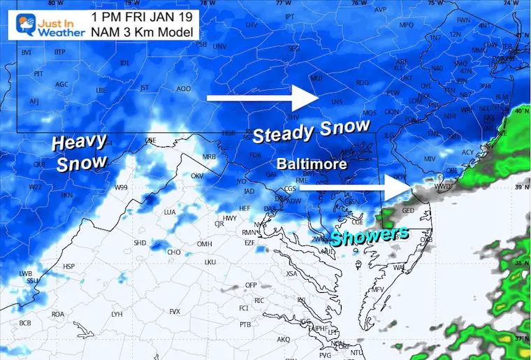 January 18 Weather Snow NAM Friday afternoon