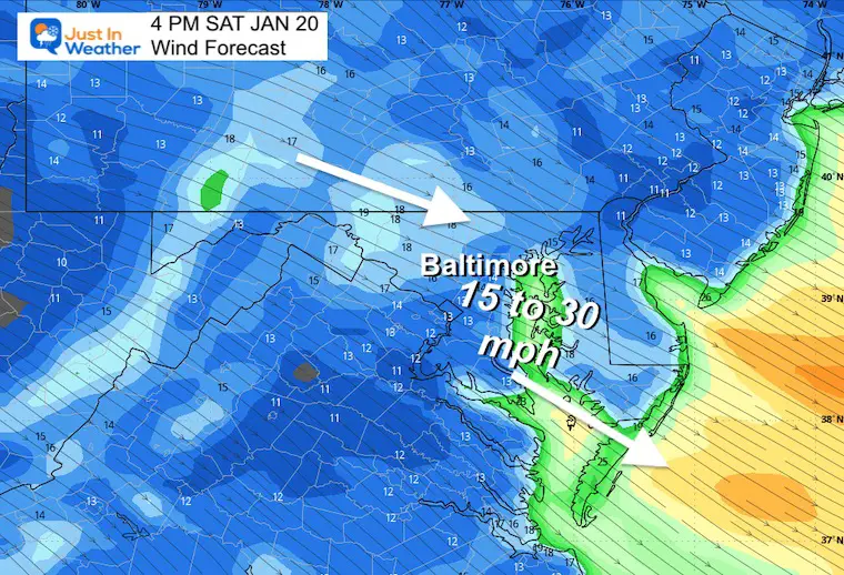 January 19 weather wind Saturday Afternoon