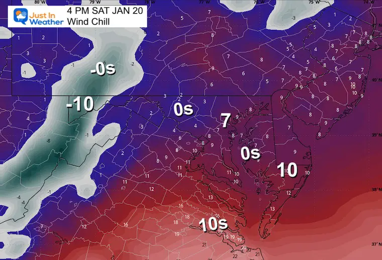 January 19 weather wind chill Saturday Afternoon