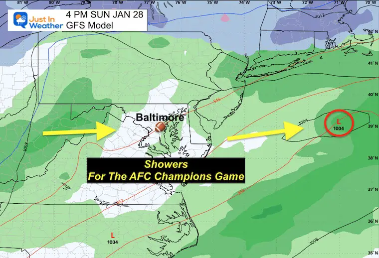 January 24 weather AFC Championship Game Baltimore