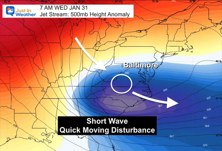January 28 jet stream forecast Wednesday morning