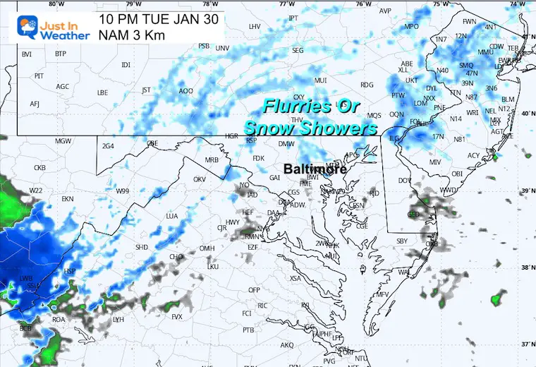 January 30 weather forecast radar snow Tuesday