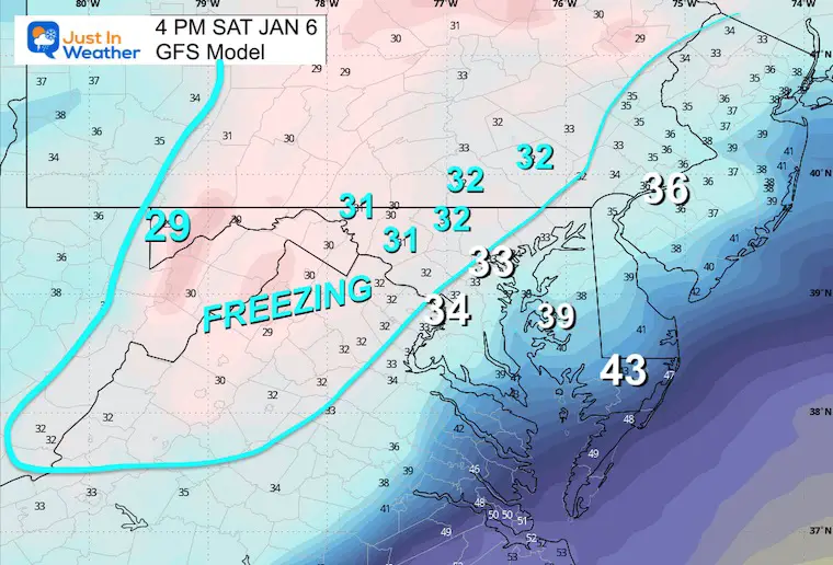 January 4 temperatures Saturday afternoon
