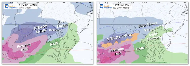 Winter storm snow models Saturday afternoon weather Saturday afternoon