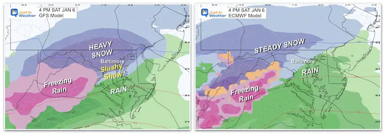 Winter storm snow models Saturday afternoon Ravens game