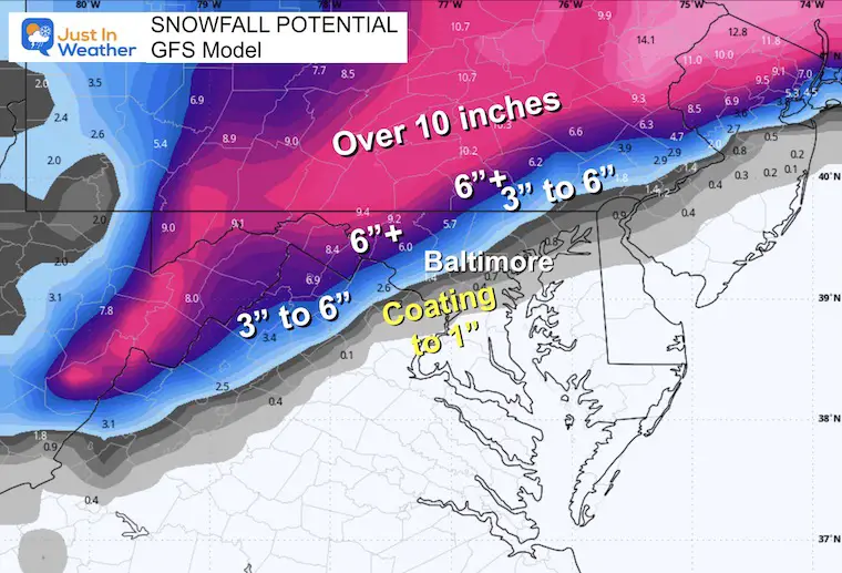 January 5 snow forecast GFS Model Saturday