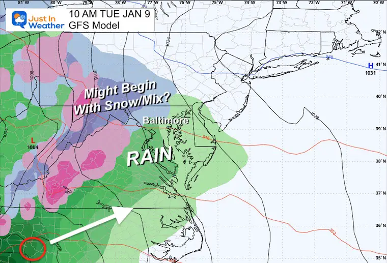 January 7 weather winter storm forecast Tuesday morning