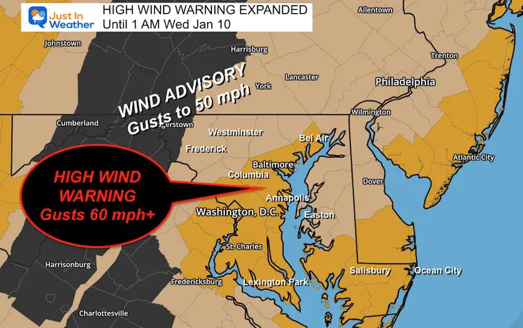 January 9 High Wind Warning Expanded