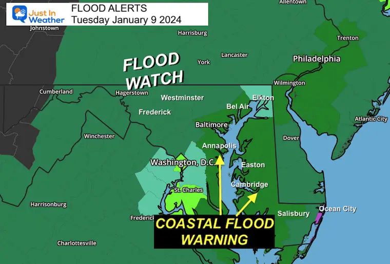 January 9 flood warning Tuesday