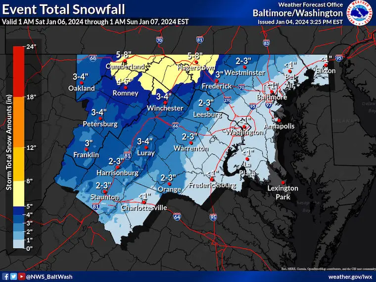 Snow forecast Maryland National Weather Service