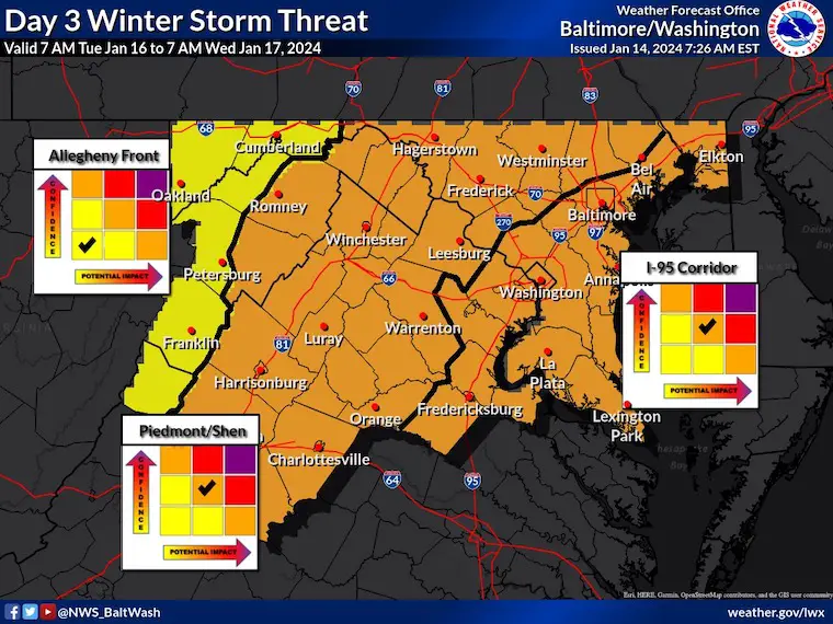 January 14 Winter Weather Impact Maryland NWS