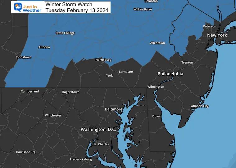 February 10 Winter Storm Watch Tuesday
