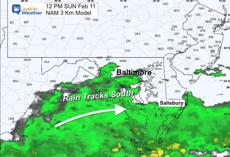 February 10 weather rain radar Sunday