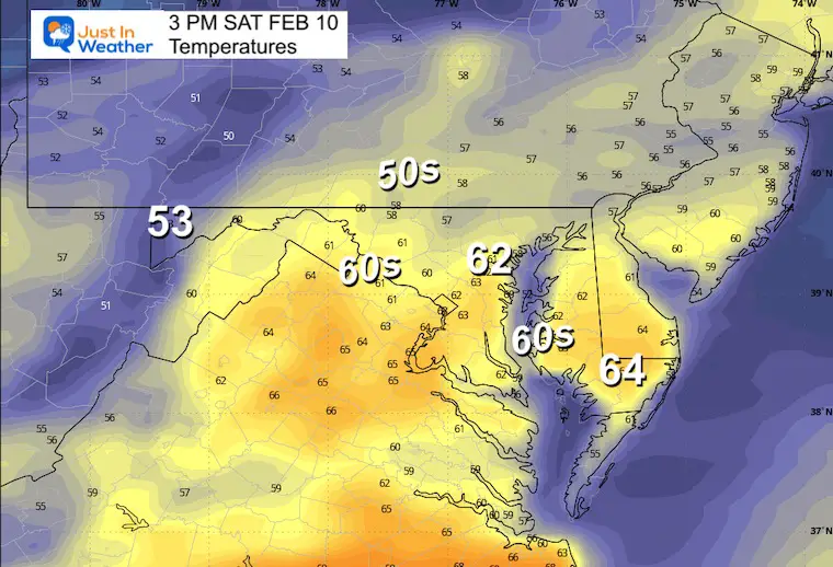 February 10 weather Saturday afternoon