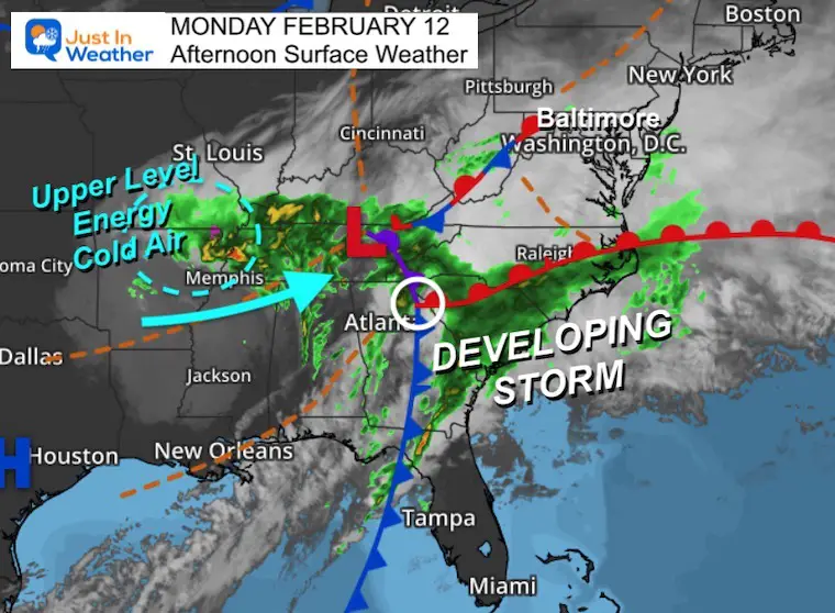 February 12 weather storm Monday afternoon