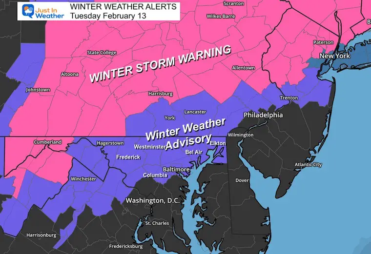 February 12 Winter Weather Advisory Storm Warning Tuesday